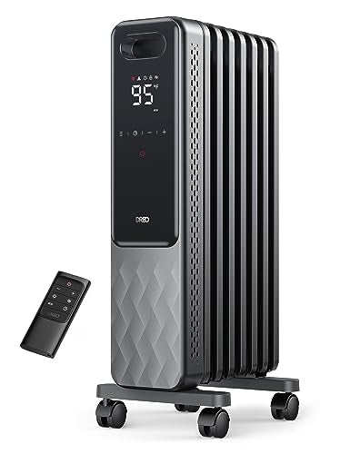 DREO Space Grey Large Oil Filled Radiator Heater 1500W Indoor Home Heating