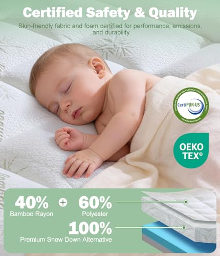 Fracho 4 Inch Full Memory Foam Mattress Topper, Dual Layer Design