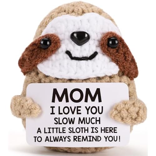 MBL Gifts for Mom Mothers Day - Mom I Love You Sloth Much, Funny Cute Small Crochet Sloth Birthday Christmas Stocking Stuffers Xmas for Mama Bonus Step Mother from Daughter Son