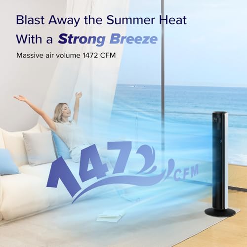 Levoit 42 Inch Tower Fan for Bedroom, 1472 CFM, Quiet 22dB, Oscillating & Adjustable Modes