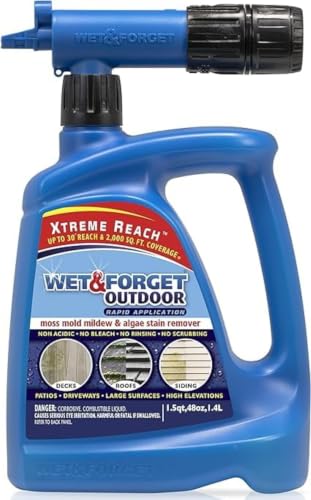 Wet & Forget Outdoor Cleaner & Stain Remover Hose End 48oz - Moss, Mold, Mildew, Algae