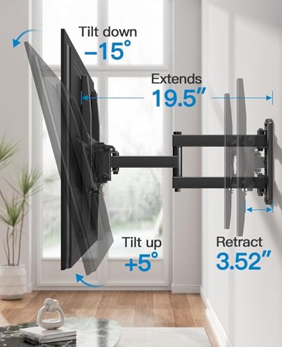 Pipishell Full Motion TV Wall Mount 26-65 Inch Up to 77 lbs - Adjustable Swivel & Tilt