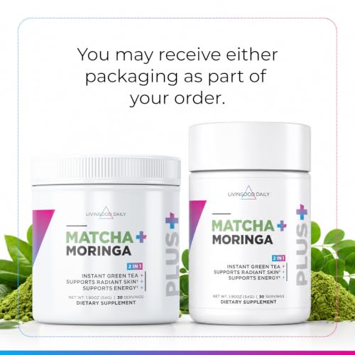 Organic Matcha and Moringa Green Tea Powder – Instant Superfood Blend, 30 Servings