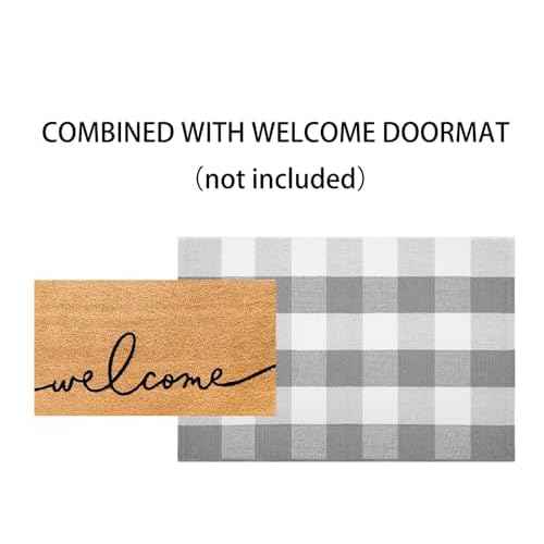 Door Mats Outdoor 24''X35'' Buffalo Plaid Front Porch Rug Cotton Woven Washable Fall Outdoor Rug Small Area Rug for Welcome Door Mat Entryway Dining Room Bedroom Living Room