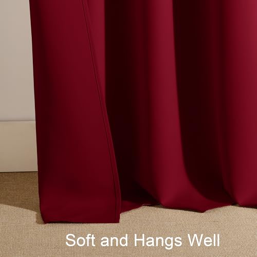 PONY DANCE 42W x 40L Burgundy Red Blackout Curtains, 2 Panels, Thermal Insulated Rod Pocket