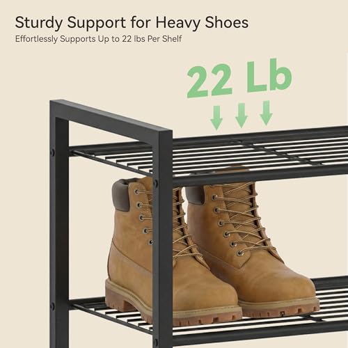 Nunsino Narrow 10-Tier Metal Shoe Rack - Black, Space Saving, Adjustable Storage