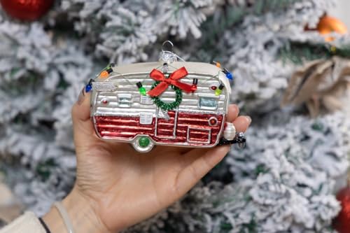 Glass Camper Ornament for Christmas Tree Decorations