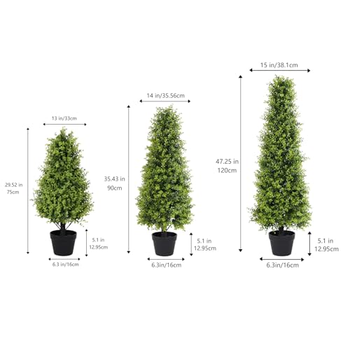 30" Artificial Boxwood Topiary Trees for Outdoor Set of 2