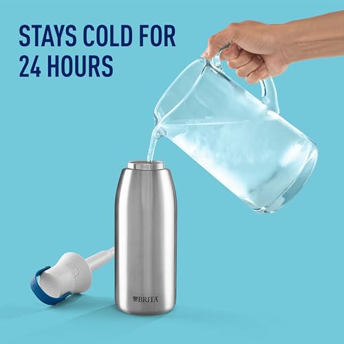 Brita Stainless Steel Premium Filtering Water Bottle, BPA-Free,