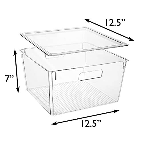 Large Plastic Storage Bins with Lids - Clear Pantry Organizer Set of 4
