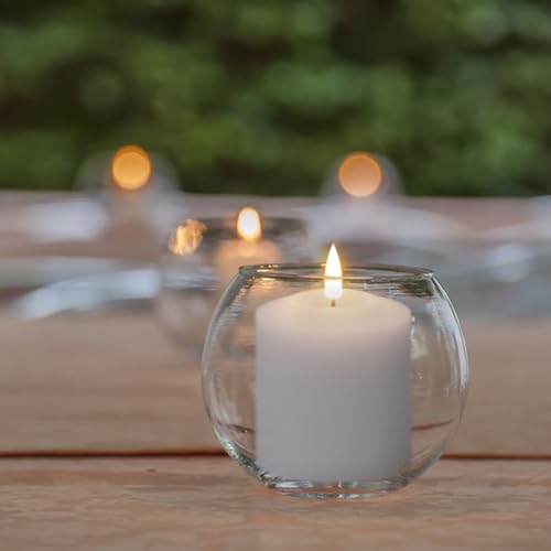 GenSwin C-White-6 Flameless Wax Votive Candles with Remote Timer, 3D Flickering Light