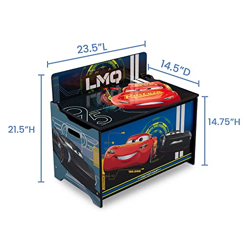 Delta Children Disney/Pixar Cars Deluxe Toy Box with Graphics, Safety Lid