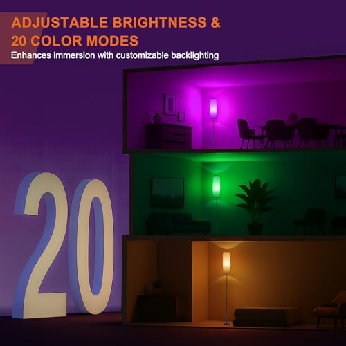 Beige 2-Pack Floor Lamps for Living Room with 9W 800LM Bulbs - Smart RGB Standing Lights