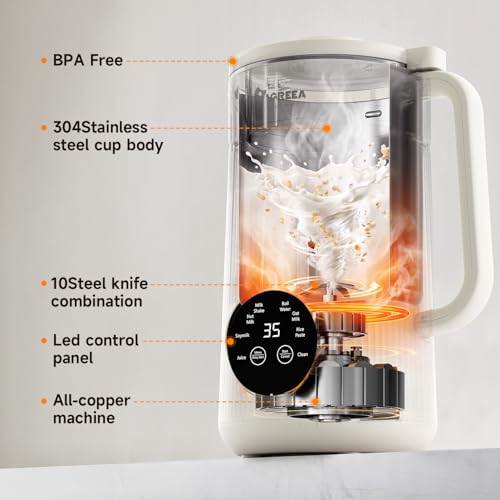 White Nut Milk Maker Machine 35oz Soy Almond Oat Milk & Juice Blender