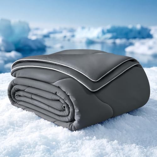 Cooling Comforter King - Dark Gray, Double-Sided Q-MAX 0.45+ Bed Quilt