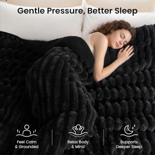 Drewin Weighted Blanket for Adults Queen Size 20lbs Black 60x80