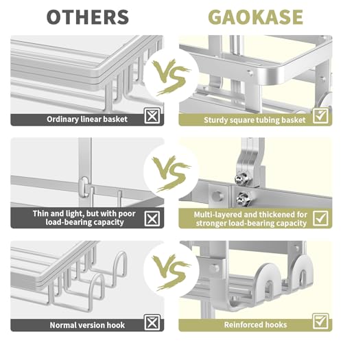 GAOKASE Silver Aluminum Shower Caddy Hanging Organizer Never Rust Bathroom Storage