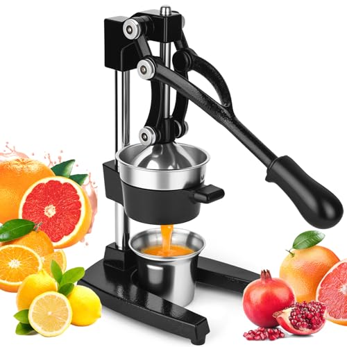 Black Lemon Squeezer Manual Citrus Juicer Press Cast Iron & Stainless Steel