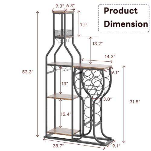 HavenlyYouth 5-Tier Wine & Liquor Cabinet with Glass Holder & RGB Lighting