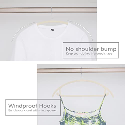 Ivory Velvet Suit Hangers 50 Pack - Rounded Shoulder Clothes Hangers