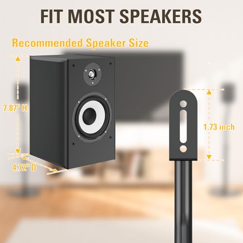 Mounting Dream Adjustable Speaker Stands - 4.7 x 7.9 Inch Floor Stands for Speakers, Supports Up to 11lbs, Cable Management