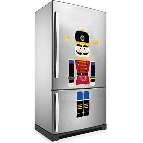 Frienda 10 Pcs Christmas Nutcracker Refrigerator Magnets Xmas Fridge Magnet Stickers Cute Funny Soldier Nutcracker Sign Christmas Holiday Door Garage Office Cabinets Decoration(Classic,Red Blue)