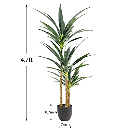 4ft 8in Faux Agave Tree with 3 Heads - Realistic Artificial Indoor & Outdoor Plant