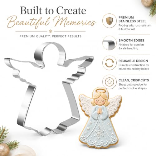 Angel Cookie Cutter 4.3 Inch Stainless Steel – Christmas Biscuit Mold