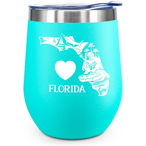 KAIRA Love Florida Mint Travel Tumbler with Lid – 12oz Stainless Steel Wine Cup