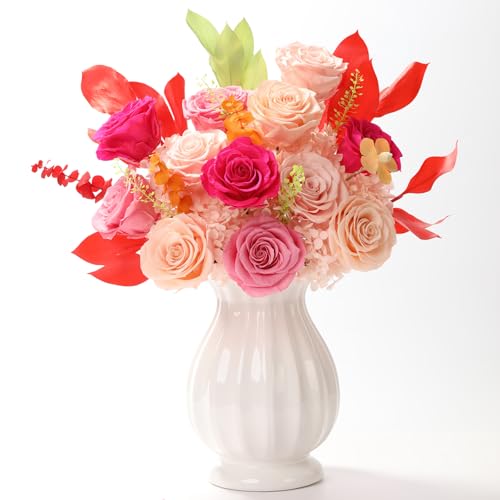 Lovenfold Preserved Mixed Roses Bouquet - 12 Champagne Roses Gift for Her, Mom, Grandma (Variation 1204)