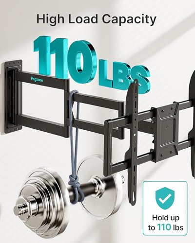 Pegzone 38-Inch Extra Long Extension TV Wall Mount for 37-86 Inch Screens – Heavy Duty Full Motion with Tilt & Swivel, Supports Up to 110 lbs