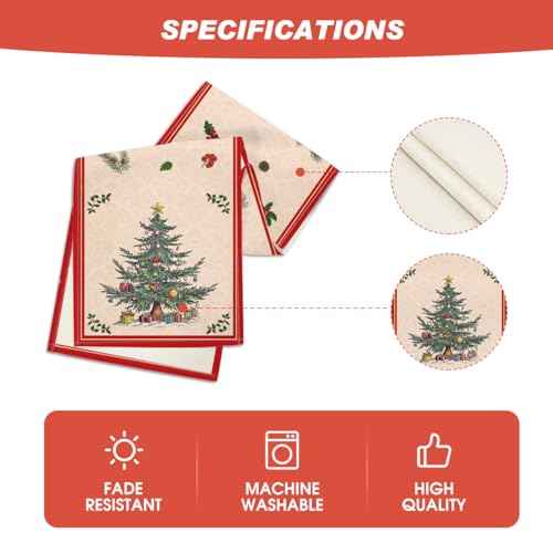 Artoid Mode Xmas Tree Gift 210 GSM Christmas Table Runner, Red Seasonal Winter Kitchen Dining Table Decoration for Home Party Decor 13x72 Inch