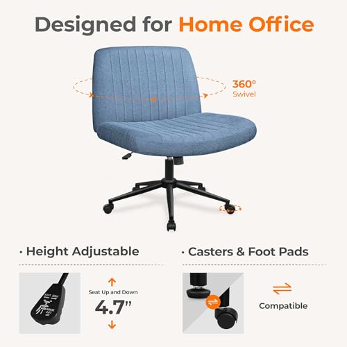 Neo Chair Blue Dual Base Criss Cross Office Chair with Wheels & Foot Pads
