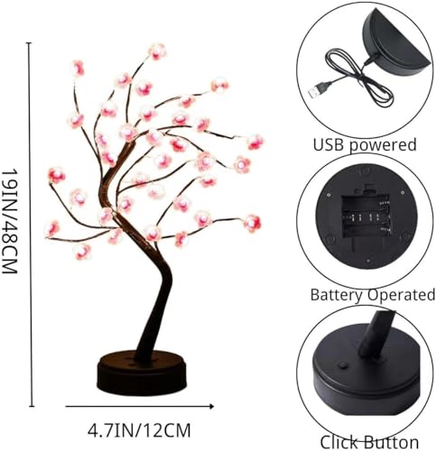 Nakolulu 18in Cherry Blossom Tree Light (4 Pack) USB/Battery Powered – 36 LEDs