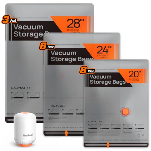 15 Pack Travel Vacuum Storage Bags with Rechargeable Cordless Pump - Combo Size