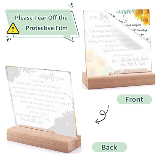Friendship Appreciation Acrylic Plaque with Wooden Stand - Bestie Gift for Women