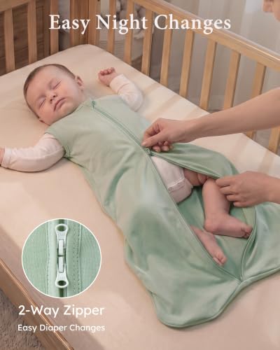 Yoofoss Baby Sleep Sack 24-36 Months - Organic Cotton, 0.5 TOG, Banana & Green, XX-Large
