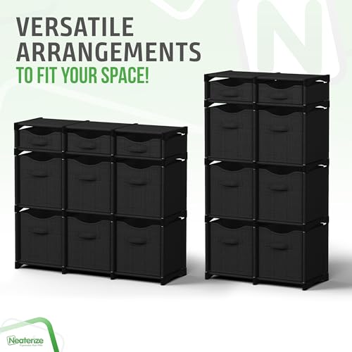 Black Cube Storage Organizer with Bins - 9 Cubes for Closet & Toy Storage - Variation of THIS listing