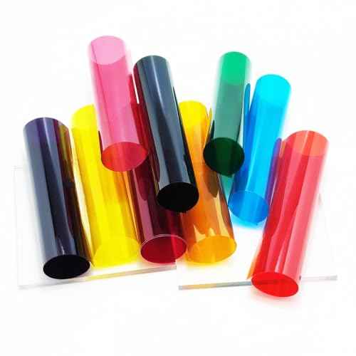 9 Sheet Transparent Decorative Window Film Transparent Film Colorful Self Adheisve Glass Window Tinting for Christmas Home Office Decoration, 5.9Inch x 11.8Inch