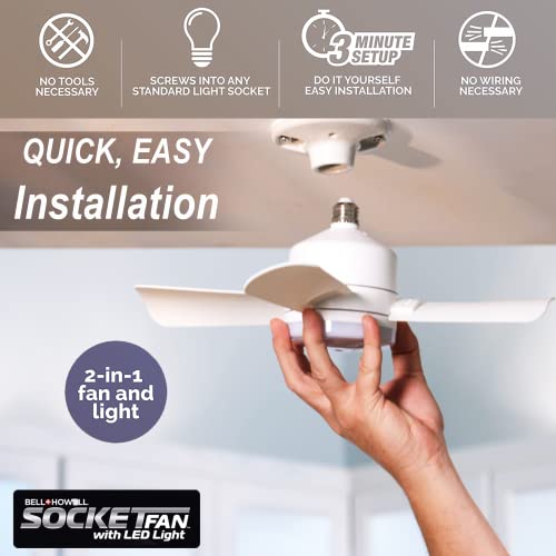 White 10-Inch Ceiling Fan with LED Light and Remote - Modern Fan for Bedroom & Living Room