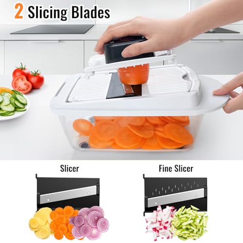 White 12-Blade Food Chopper & Egg Slicer Set - Kitchen Gadget