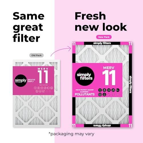 Simply 16x25x1 Air Filter MERV 11, 6 Pack, Actual Size 15.75"x24.75"x0.75" - Dust, Pet & Allergy Control