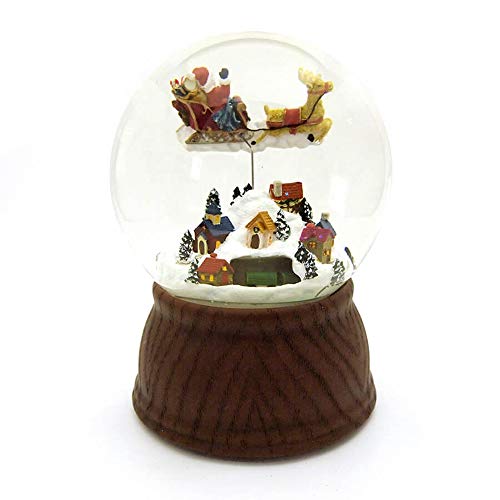 6.25in Brown & White Santa with Train Snow Globe - Musical Christmas Figurine