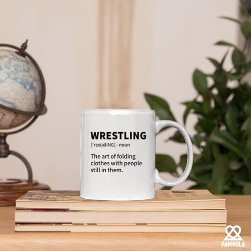 Panvola Wrestling Mug 11oz White - Funny Sport Gift for Wrestling Fans
