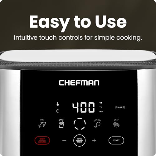 Chefman TurboFry Touch 5-Quart Stainless Steel Air Fryer, Family Size, Digital Presets