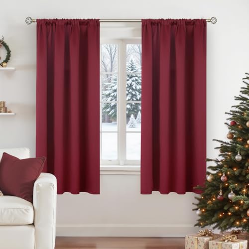 BGment Burgundy Blackout Curtains 42x63 in | Thermal Insulated Rod Pocket 2-Panel Set