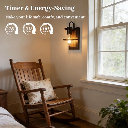 Wireless Battery Operated Wall Sconce Set of 2 with Remote Touch Control - Black Walnut, 3000K, Dimmable, Rechargeable, Magnetic Mount