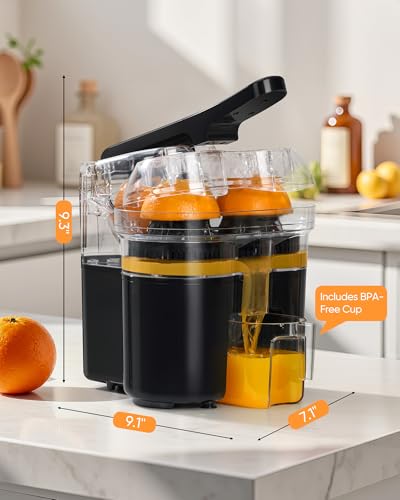 Electric Citrus Juicer with Dual-Head & Built-In Cutter - Fast 200W Juice Extractor
