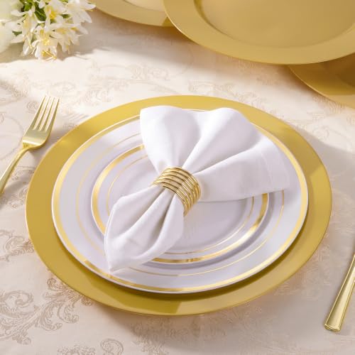 Bright Gold 50 Pack 12 Inch Plastic Charger Plates - Elegant Tableware