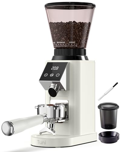 Conical Burr Coffee Grinder Ivory - 48 Grind Settings, Compact & Adjustable